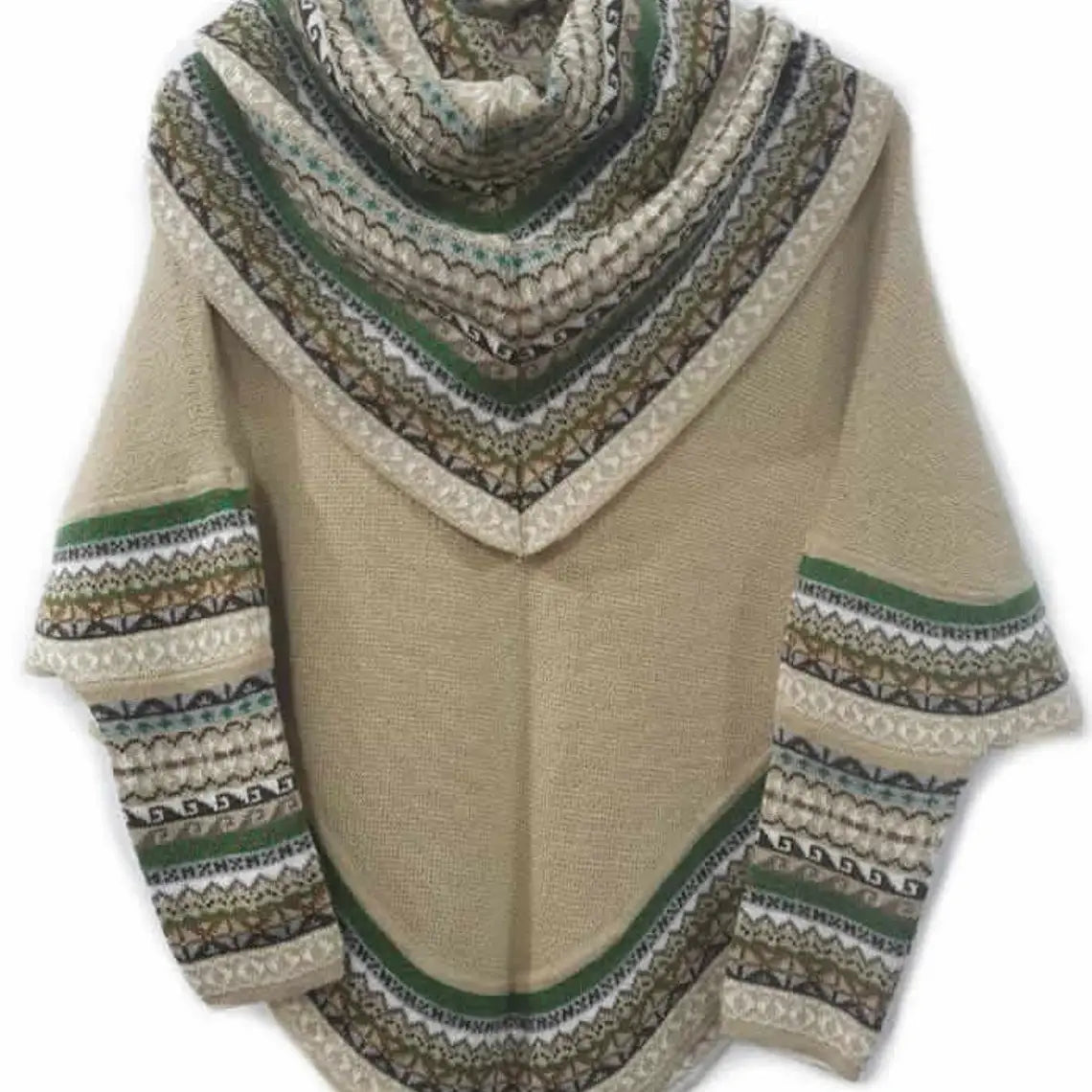 Superfine Alpaca Wool Knitted Turtleneck Poncho Cape