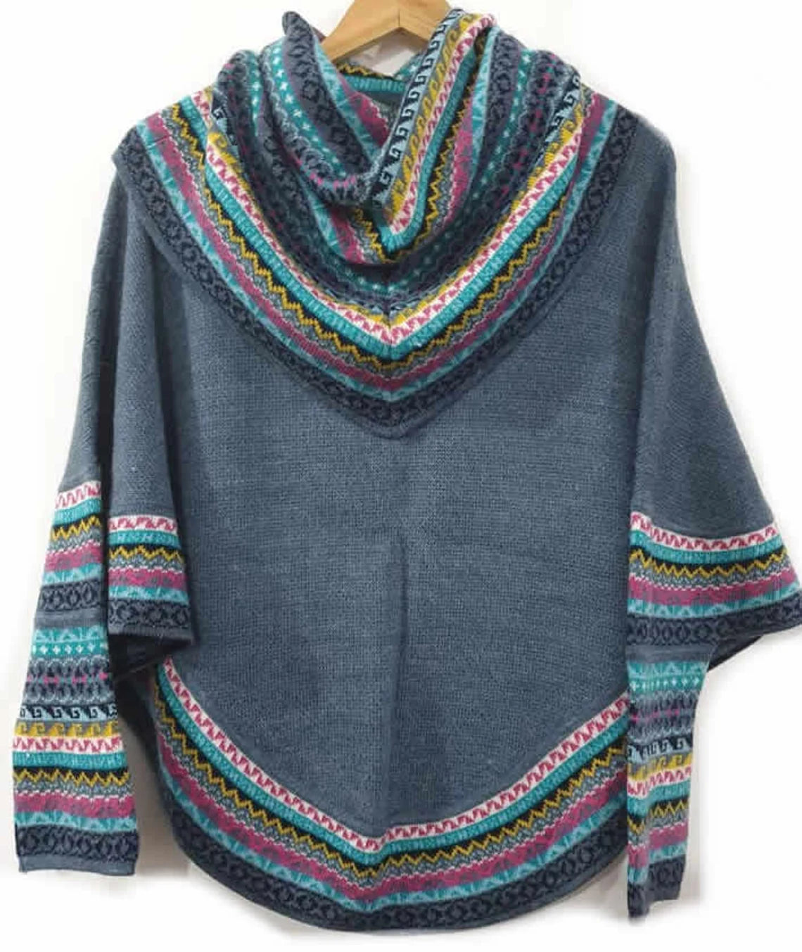 Superfine Alpaca Wool Knitted Turtleneck Poncho Cape