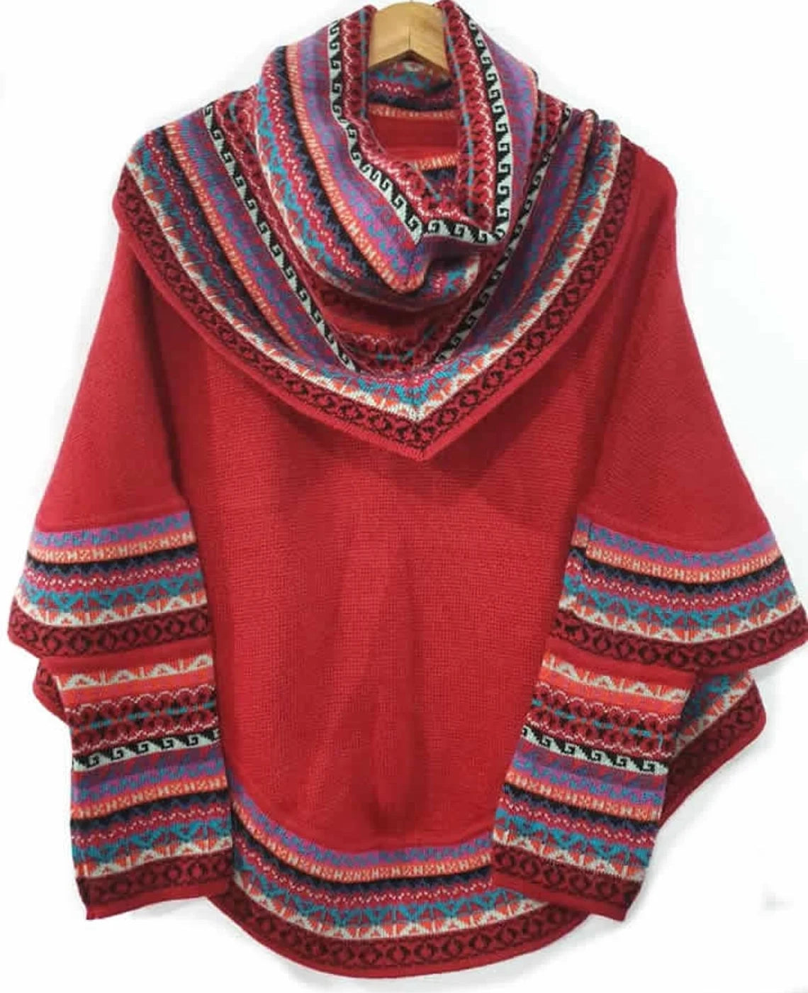 Superfine Alpaca Wool Knitted Turtleneck Poncho Cape