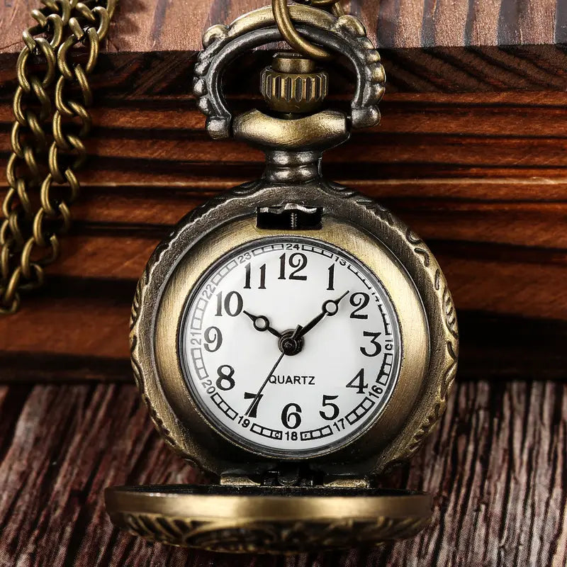 Small Train Quartz Pocket Watch with Chain