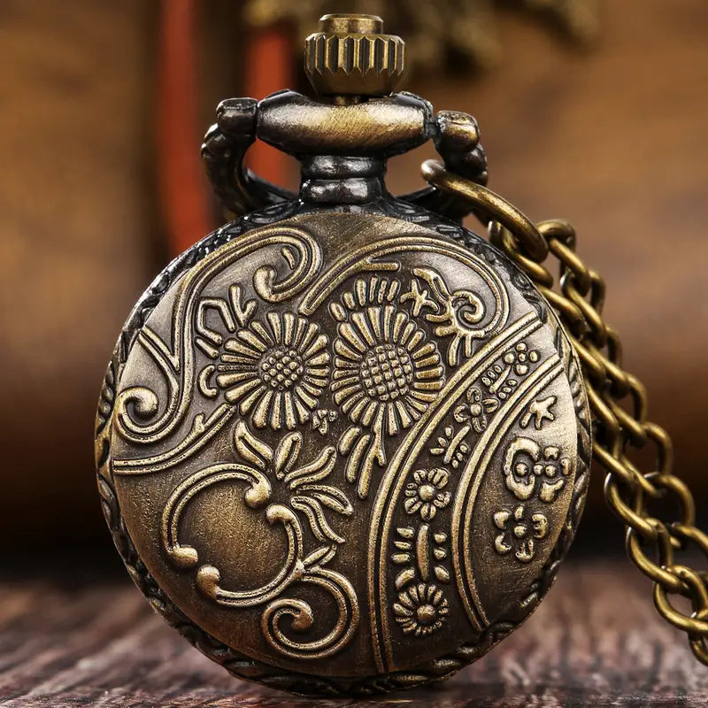 Small Train Quartz Pocket Watch with Chain