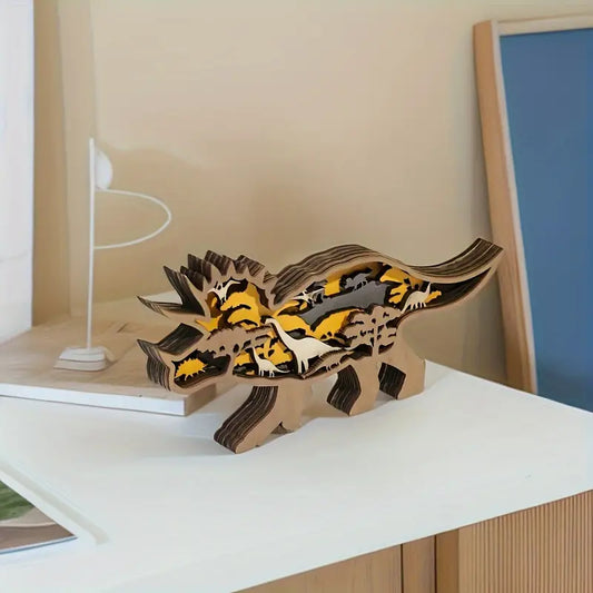 Handcrafted Multi-layer wooden Triceratops