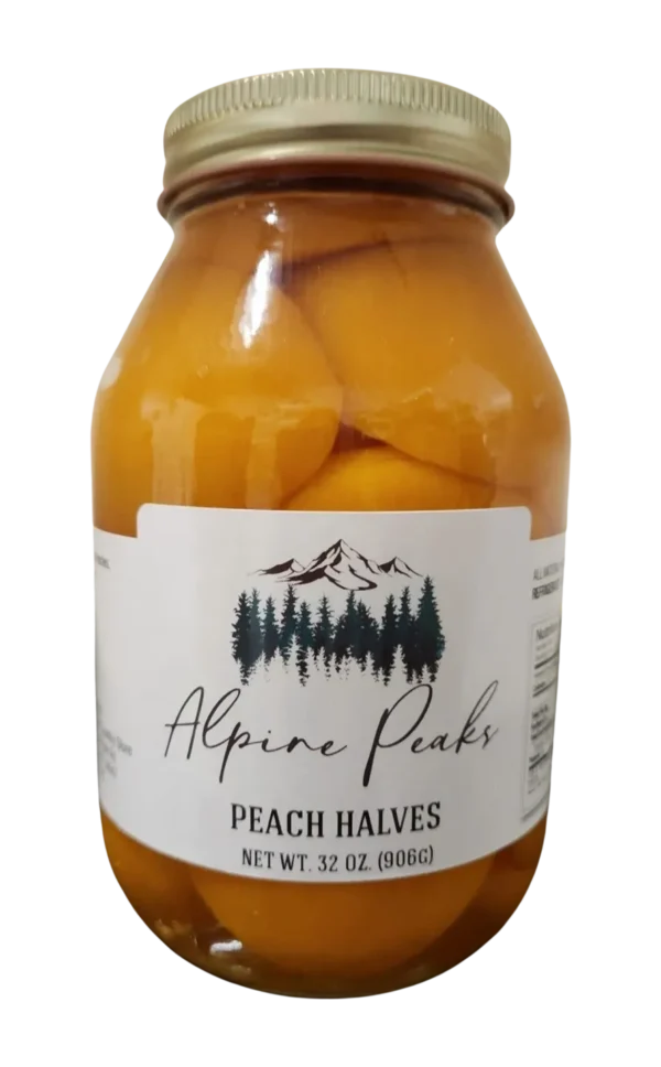 peach halves in a jar
